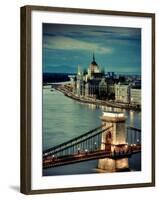 Hungary, Budapest, Parliament Buildings, Chain Bridge and River Danube-Michele Falzone-Framed Photographic Print