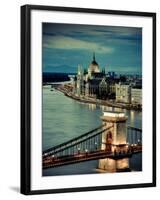 Hungary, Budapest, Parliament Buildings, Chain Bridge and River Danube-Michele Falzone-Framed Photographic Print