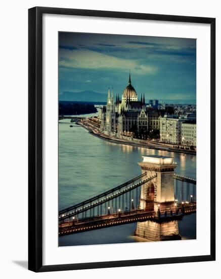 Hungary, Budapest, Parliament Buildings, Chain Bridge and River Danube-Michele Falzone-Framed Photographic Print