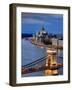 Hungary, Budapest, Parliament Buildings, Chain Bridge and River Danube-Michele Falzone-Framed Photographic Print