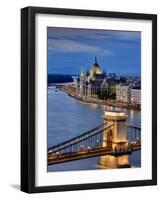 Hungary, Budapest, Parliament Buildings, Chain Bridge and River Danube-Michele Falzone-Framed Photographic Print