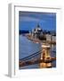 Hungary, Budapest, Parliament Buildings, Chain Bridge and River Danube-Michele Falzone-Framed Photographic Print