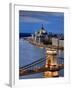 Hungary, Budapest, Parliament Buildings, Chain Bridge and River Danube-Michele Falzone-Framed Photographic Print