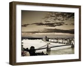 Hungary, Budapest, Parliament Buildings, Chain Bridge and River Danube-Michele Falzone-Framed Photographic Print