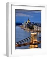 Hungary, Budapest, Parliament Buildings, Chain Bridge and River Danube-Michele Falzone-Framed Photographic Print