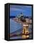 Hungary, Budapest, Parliament Buildings, Chain Bridge and River Danube-Michele Falzone-Framed Stretched Canvas
