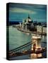 Hungary, Budapest, Parliament Buildings, Chain Bridge and River Danube-Michele Falzone-Stretched Canvas