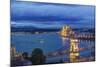 Hungary, Budapest, Twilight Danube-Rob Tilley-Mounted Photographic Print