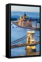 Hungary, Central Hungary, Budapest. Chain Bridge and the Hungarian Parliament Building on the Danub-Nick Ledger-Framed Stretched Canvas