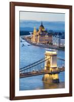 Hungary, Central Hungary, Budapest. Chain Bridge and the Hungarian Parliament Building on the Danub-Nick Ledger-Framed Photographic Print