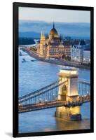 Hungary, Central Hungary, Budapest. Chain Bridge and the Hungarian Parliament Building on the Danub-Nick Ledger-Framed Photographic Print