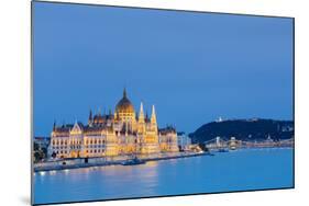 Hungary, Central Hungary, Budapest. Chain Bridge and the Hungarian Parliament Building on the Danub-Nick Ledger-Mounted Photographic Print