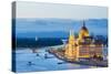 Hungary, Central Hungary, Budapest. Chain Bridge and the Hungarian Parliament Building on the Danub-Nick Ledger-Stretched Canvas