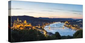 Hungary, Central Hungary, Budapest. Evening view over Budapest and the Danube from Gellert Hill.-Nick Ledger-Stretched Canvas
