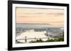 Hungary, Central Hungary, Budapest. Sunrise over Budapest and the Danube from Gellert Hill.-Nick Ledger-Framed Photographic Print