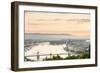 Hungary, Central Hungary, Budapest. Sunrise over Budapest and the Danube from Gellert Hill.-Nick Ledger-Framed Photographic Print