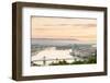 Hungary, Central Hungary, Budapest. Sunrise over Budapest and the Danube from Gellert Hill.-Nick Ledger-Framed Photographic Print