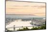 Hungary, Central Hungary, Budapest. Sunrise over Budapest and the Danube from Gellert Hill.-Nick Ledger-Mounted Photographic Print