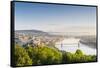 Hungary, Central Hungary, Budapest. Sunrise over Budapest and the Danube from Gellert Hill.-Nick Ledger-Framed Stretched Canvas