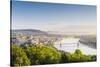 Hungary, Central Hungary, Budapest. Sunrise over Budapest and the Danube from Gellert Hill.-Nick Ledger-Stretched Canvas