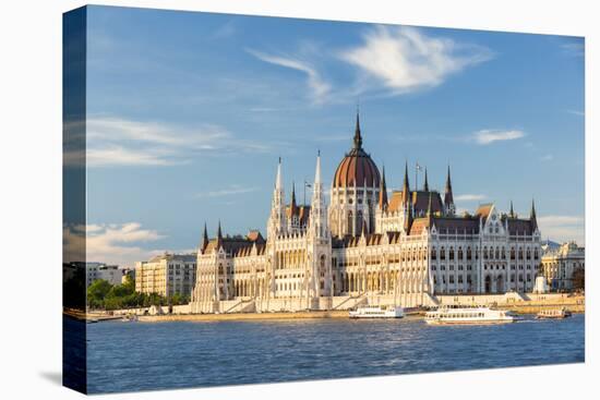 Hungary, Central Hungary, Budapest. The Hungarian Parliament Building on the Danube River.-Nick Ledger-Stretched Canvas