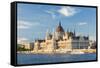 Hungary, Central Hungary, Budapest. The Hungarian Parliament Building on the Danube River.-Nick Ledger-Framed Stretched Canvas