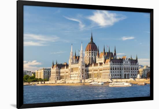 Hungary, Central Hungary, Budapest. The Hungarian Parliament Building on the Danube River.-Nick Ledger-Framed Photographic Print