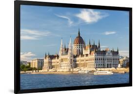 Hungary, Central Hungary, Budapest. The Hungarian Parliament Building on the Danube River.-Nick Ledger-Framed Photographic Print