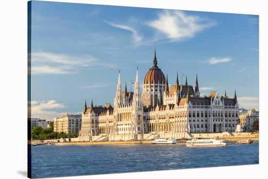 Hungary, Central Hungary, Budapest. The Hungarian Parliament Building on the Danube River.-Nick Ledger-Stretched Canvas