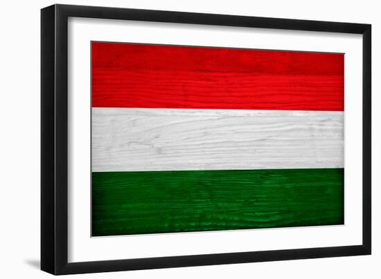 Hungary Flag Design with Wood Patterning - Flags of the World Series-Philippe Hugonnard-Framed Art Print