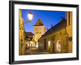 Hungary, Kšszeg, Town Gate, Lantern, Night-Rainer Mirau-Framed Photographic Print