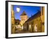 Hungary, Kšszeg, Town Gate, Lantern, Night-Rainer Mirau-Framed Photographic Print