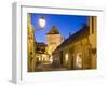 Hungary, Kšszeg, Town Gate, Lantern, Night-Rainer Mirau-Framed Photographic Print