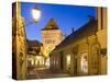 Hungary, Kšszeg, Town Gate, Lantern, Night-Rainer Mirau-Stretched Canvas