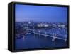 Hungerford Bridge and River Thames, London, England-Jon Arnold-Framed Stretched Canvas