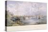 Hungerford Bridge, Charing Cross, London, 1863-null-Stretched Canvas
