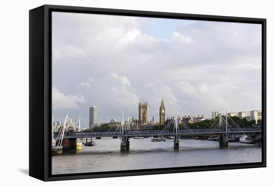 Hungerford Foot Bridge across the Thames, London, England, Uk-Axel Schmies-Framed Stretched Canvas