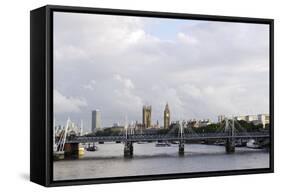 Hungerford Foot Bridge across the Thames, London, England, Uk-Axel Schmies-Framed Stretched Canvas