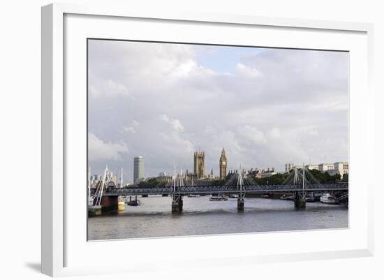 Hungerford Foot Bridge across the Thames, London, England, Uk-Axel Schmies-Framed Photographic Print