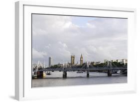 Hungerford Foot Bridge across the Thames, London, England, Uk-Axel Schmies-Framed Photographic Print