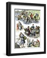 Hungry Irish People Gathering Seaweed for Food, Coast of County Clare, 1800s-null-Framed Giclee Print