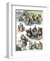 Hungry Irish People Gathering Seaweed for Food, Coast of County Clare, 1800s-null-Framed Giclee Print