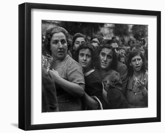 Hungry Italians Waiting For Their Bread Allotment Following Allied Takeover of Naples During WWII-George Rodger-Framed Photographic Print