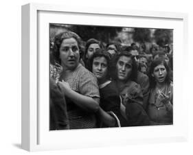 Hungry Italians Waiting For Their Bread Allotment Following Allied Takeover of Naples During WWII-George Rodger-Framed Photographic Print