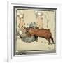 Hungry Peter as a Growing Piglet Drinking from a Bowl-Cecil Aldin-Framed Art Print