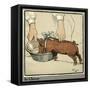 Hungry Peter as a Growing Piglet Drinking from a Bowl-Cecil Aldin-Framed Stretched Canvas