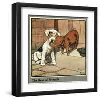 Hungry Peter as a Piglet Makes Friends with a Dog-Cecil Aldin-Framed Art Print