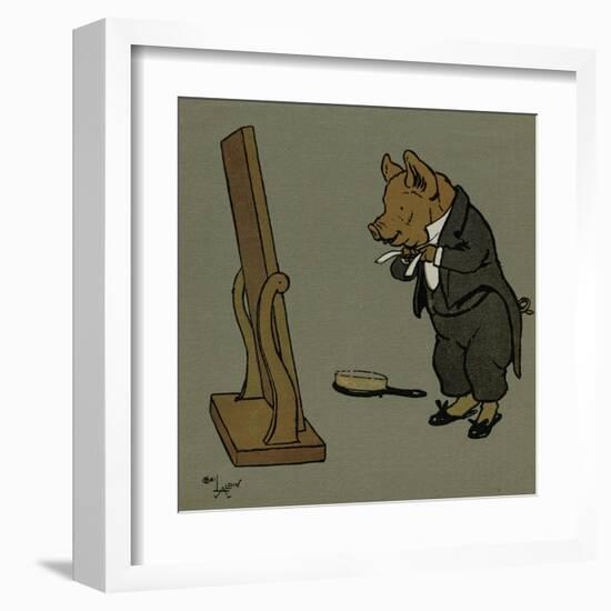 Hungry Peter the Pig Dresses for His Party-Cecil Aldin-Framed Art Print