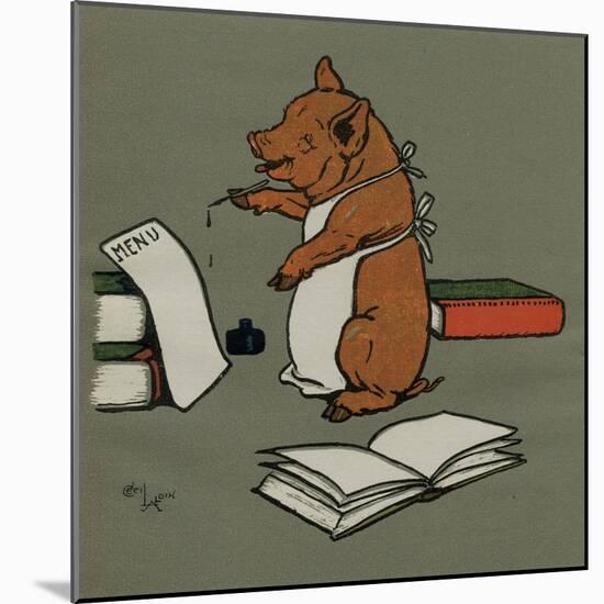 Hungry Peter the Pig Plans for a Party-Cecil Aldin-Mounted Art Print