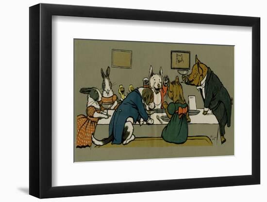Hungry Peter the Pig's Dinner Party-Cecil Aldin-Framed Photographic Print